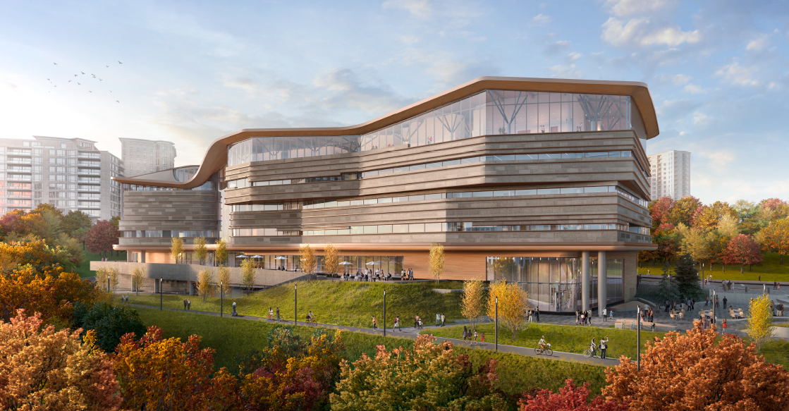 Rendering image of the West side view of Ādisōke, LAB and OPL joint facility.