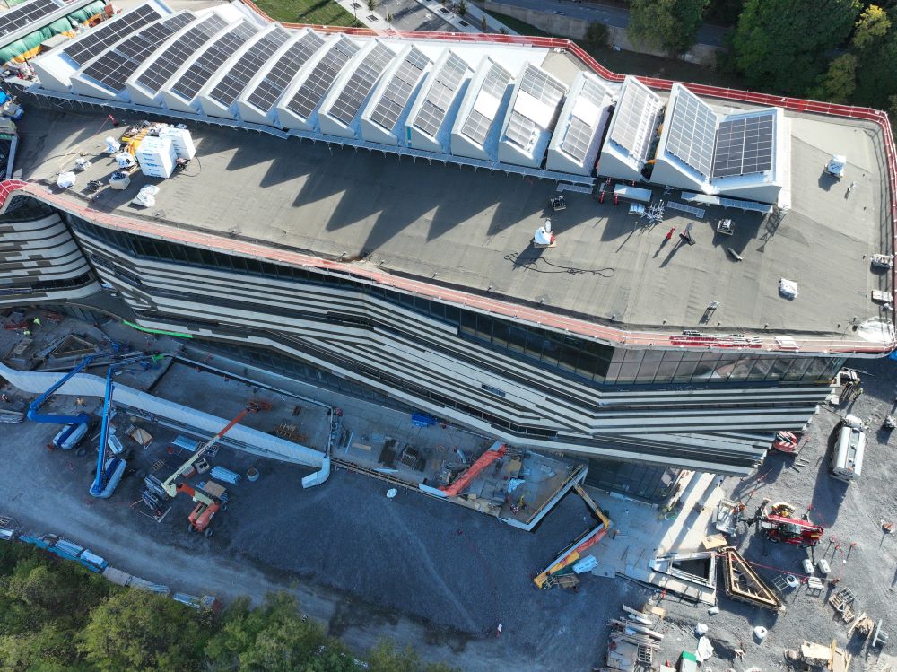 Image of the outside of Ādisōke, as construction work continues. 