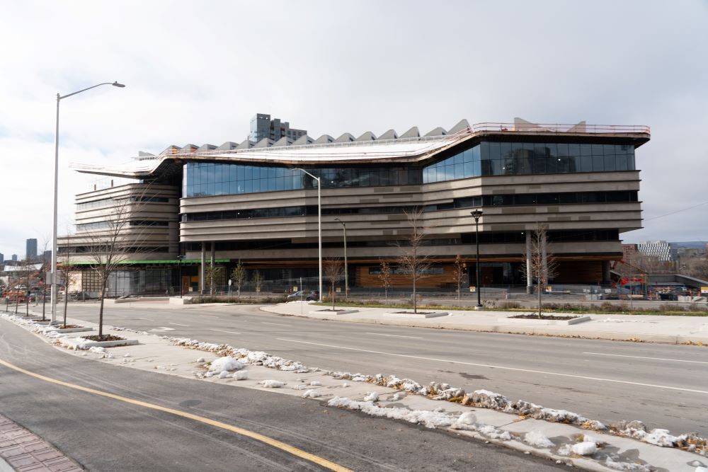 Image of the outside of Ādisōke, as construction work continues.