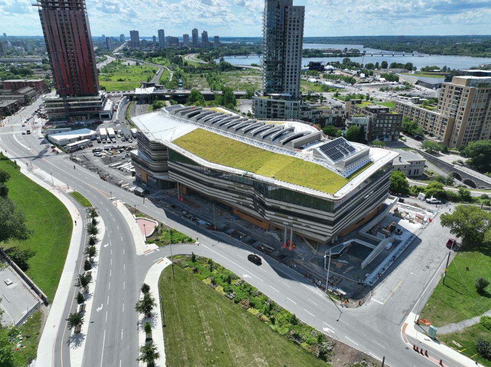 Overhead view of Ādisōke, as construction work continues.